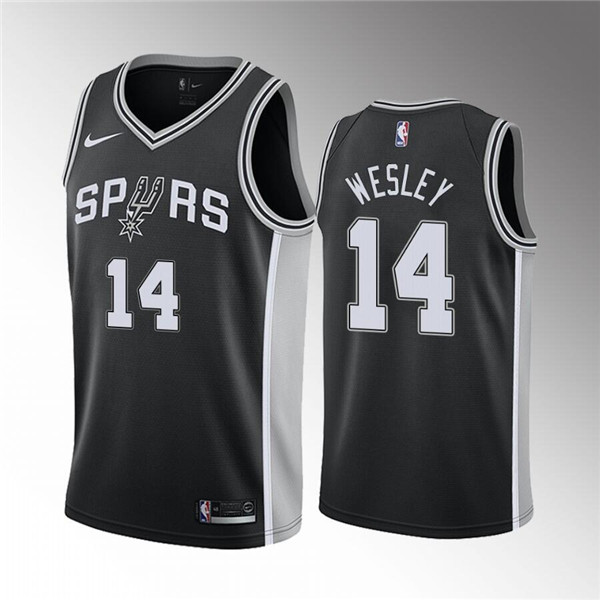 Men's San Antonio Spurs #14 Blake Wesley Black Icon Edition Stitched Jersey
